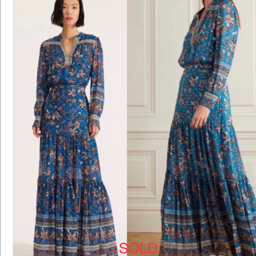 NWT VERONICA BEARD Sama Tiered Floral-print Fil Coupé Silk Georgette Maxi Dress - Picture 1 of 15